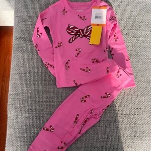 Festive Pink Candy Cane Pajama Set for Kids